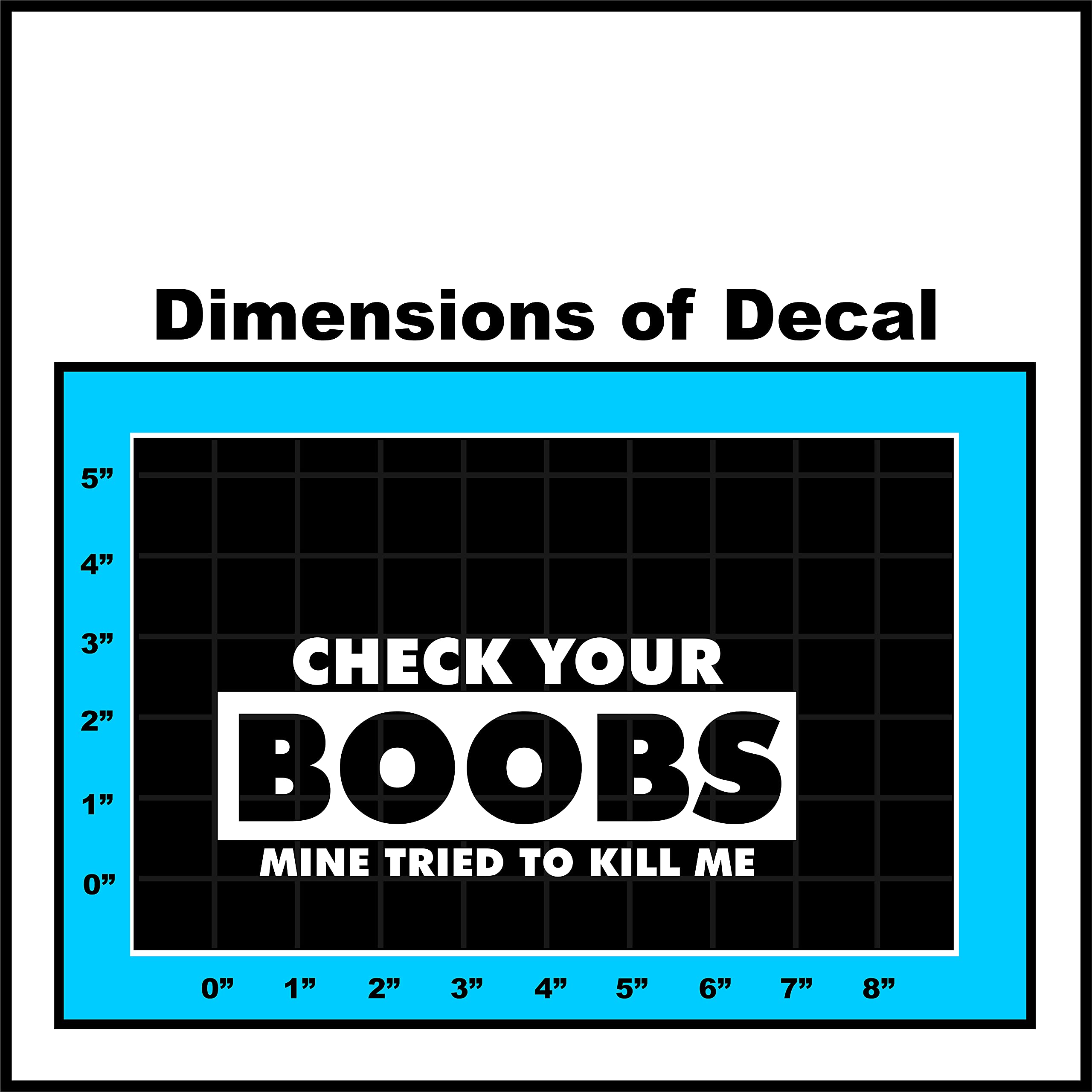 Sticker Connection | Check Your Boobs Mine Tried to Kill Me | Bumper Sticker Decal for Car, Truck, Window, Laptop | 3