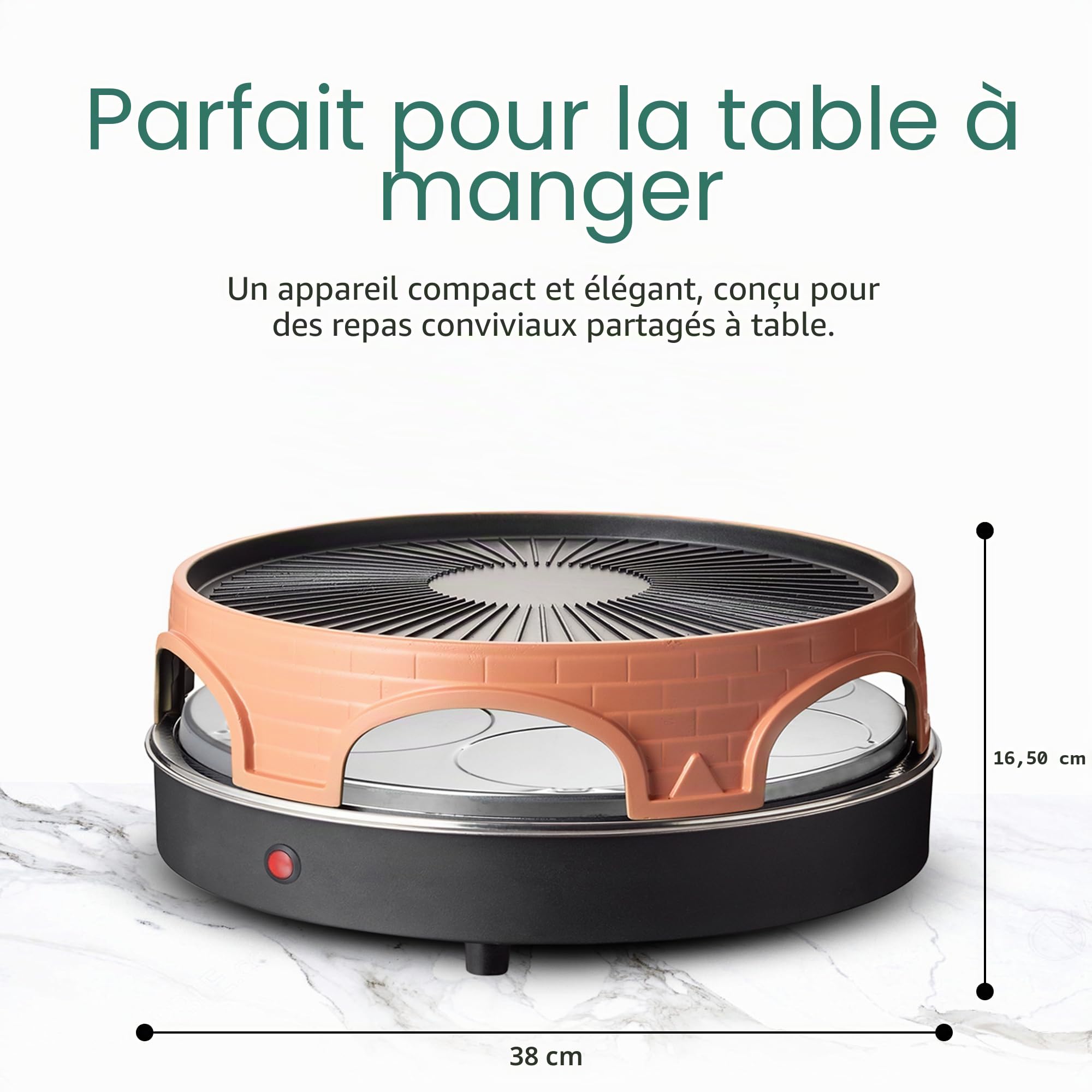 Emerio PO-113255.4 Four à raclette et à pizza Terre cuite/Noir One Size