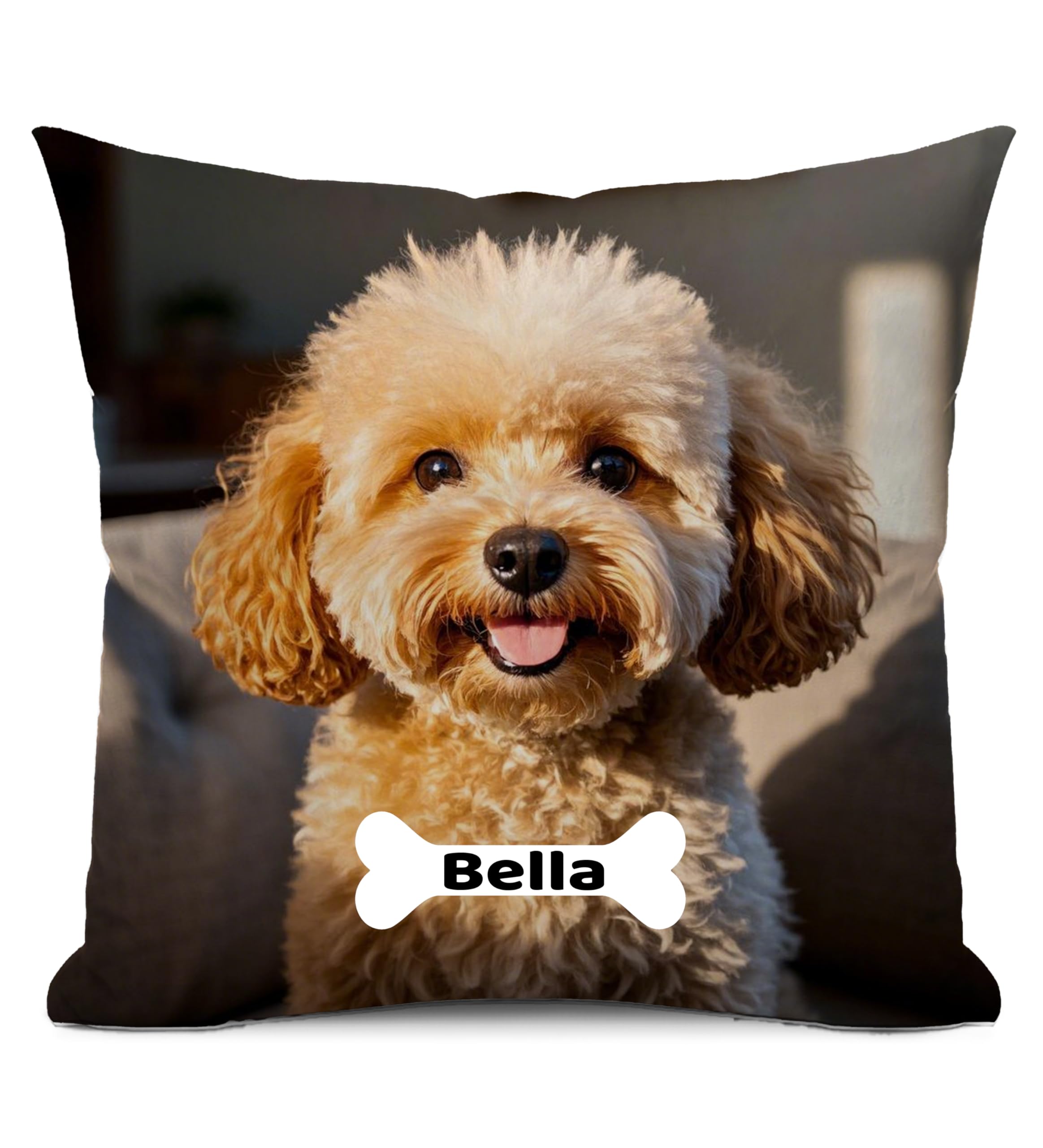 Custom Pillow Covers Personalized Throw Pillowcase with Cat and Dog Photos Text, Velvet Customized Pillow Case Home Decor for Living Room Couch Bed