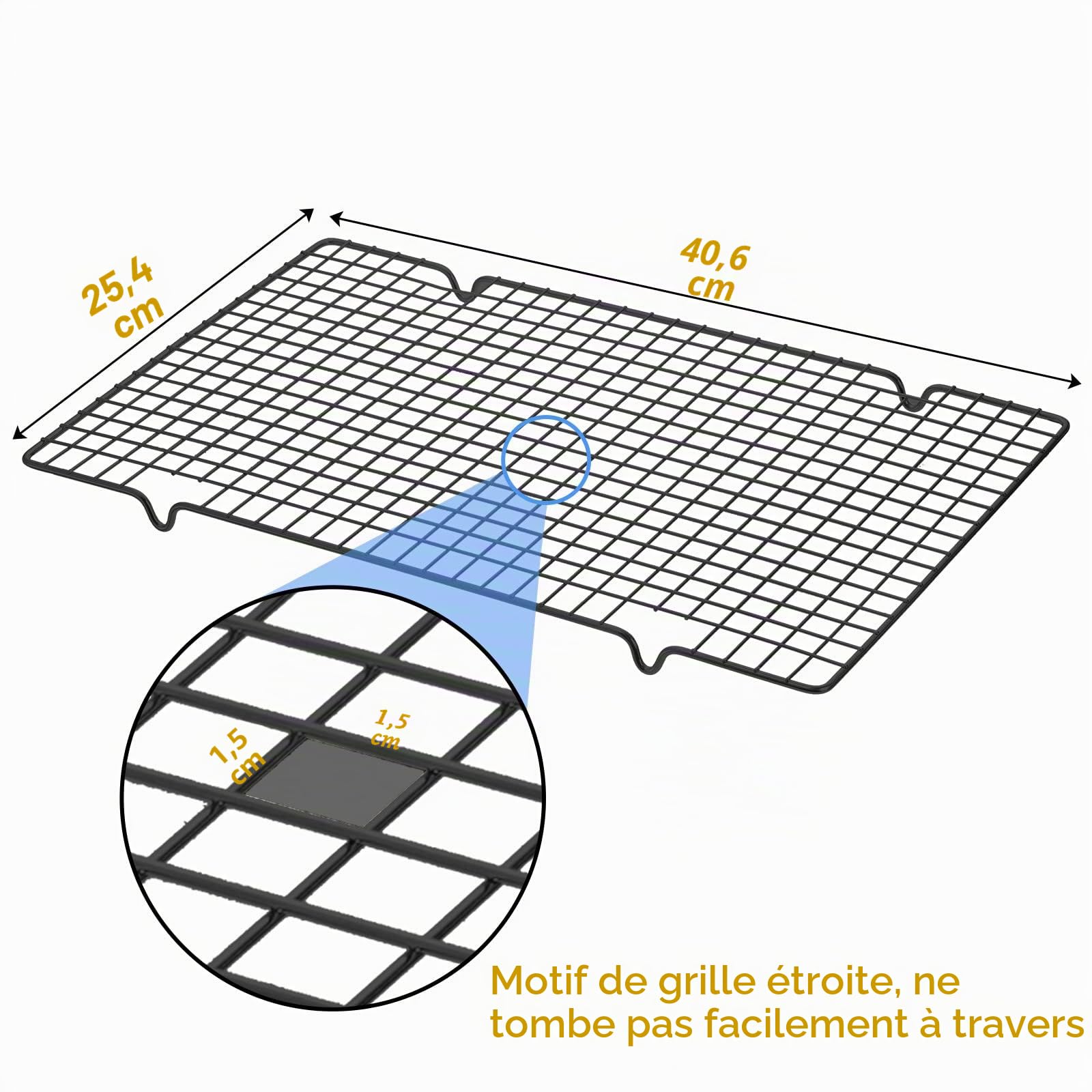 Tebery Lot de 4 grilles de refroidissement en acier au carbone pour cuisson gâteau pizza viande