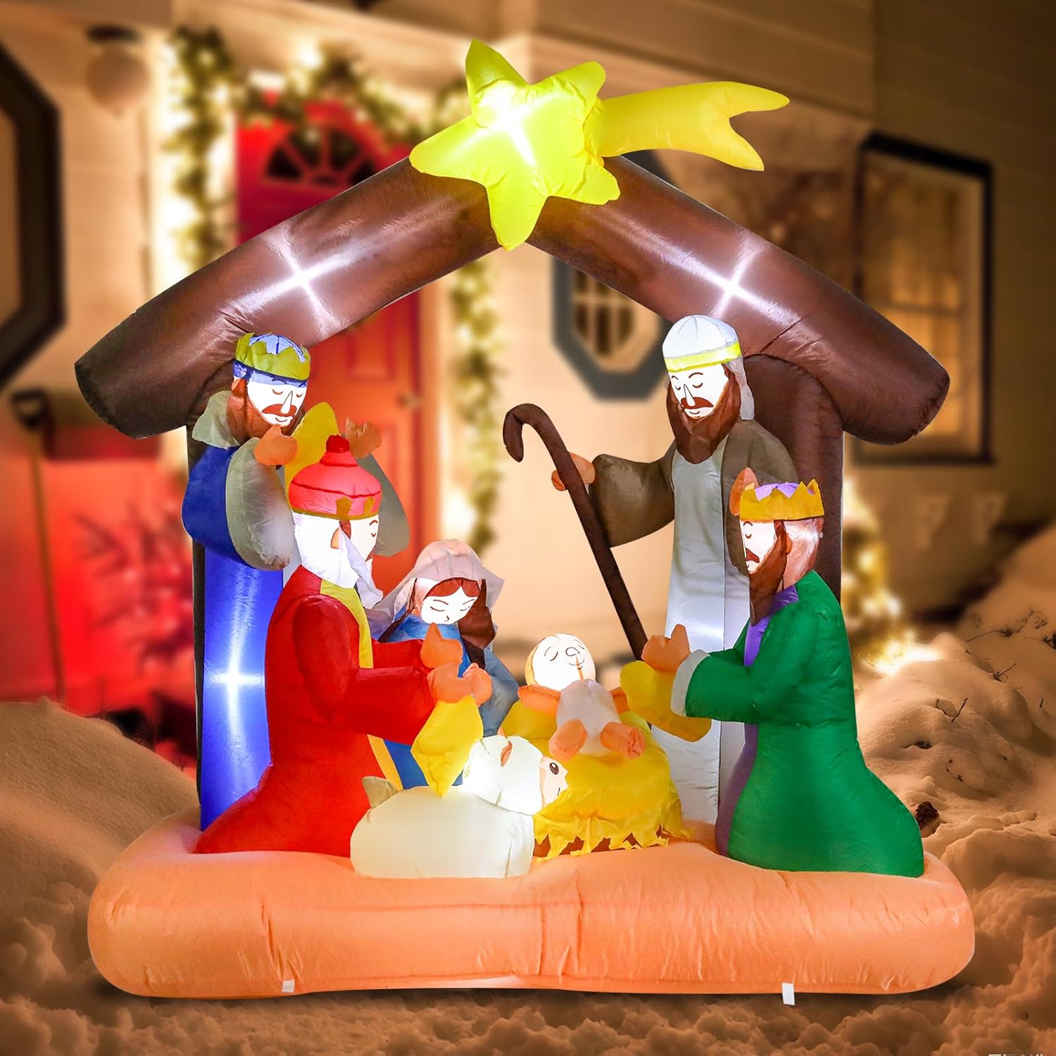 Vigdur Christmas Nativity Scene Outdoor, 6FT Christmas Inflatables Nativity Sets with LED Lights, Blow Up Yard Decorations for Yard Garden Lawn Winter Holiday Supplies Décor - Image 5