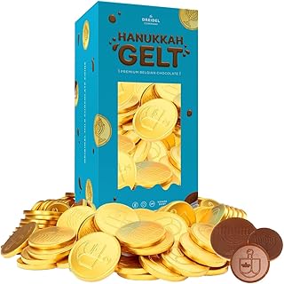 The Dreidel Company Hanukkah Gelt, Nut-Free, Belgian Coins, Foil Wrapped Gold Coins, Kosher Chanukah Gelt (1 Pound)