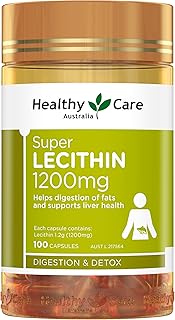Healthy Care 1200mg Super Lecithin Softgel - 100 Capsules | Digestion & Detox, supports liver health