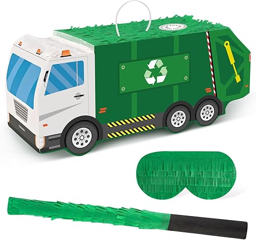 Miniatura 23 de Decoraciones de fiesta de cumpleaños de bloques de construcción para el tercer cumpleaños Número 3 Piñata con palo de piñata y venda para los ojos