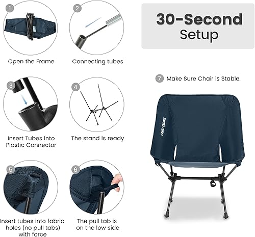 Miniatura 6 de CAMEL CROWN Silla de camping portátil plegable compacta para césped, silla ligera para mochileros con bolsa de transporte para senderismo al aire