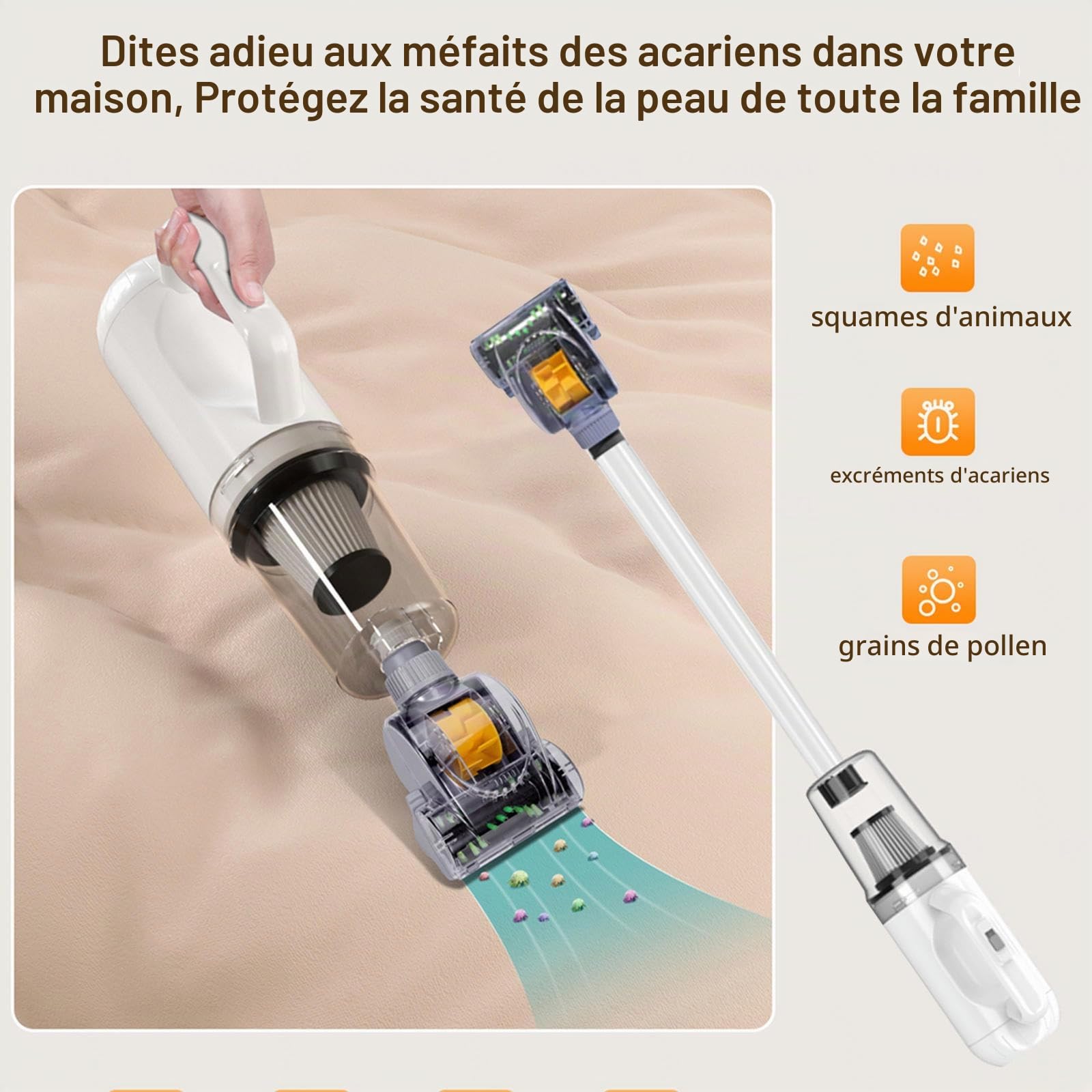 Balai Vapeur Sans Fil 5 en 1 Compact - Léger, 35Min Autonomie, Aspirateur Laveur Vapeur Pour Voiture, Maison, Bureaux, Poils D'animaux