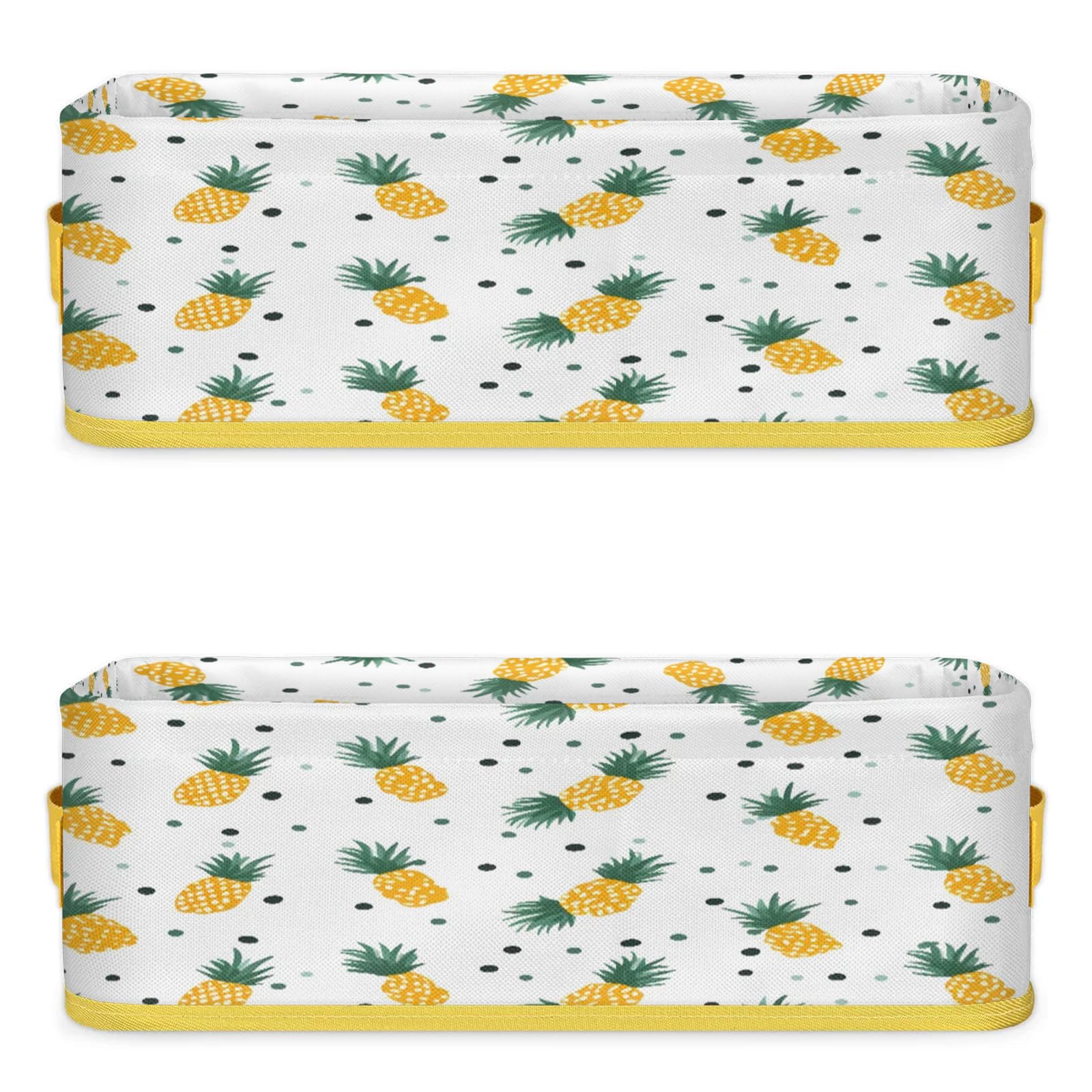 Vintage Pineapple Pattern Bathroom Storage Basket Waterproof Foldable Storage Bins with Handles Decorative Toilet Paper Storage Basket for Organizing for House Bathroom Toiletries Set of 2