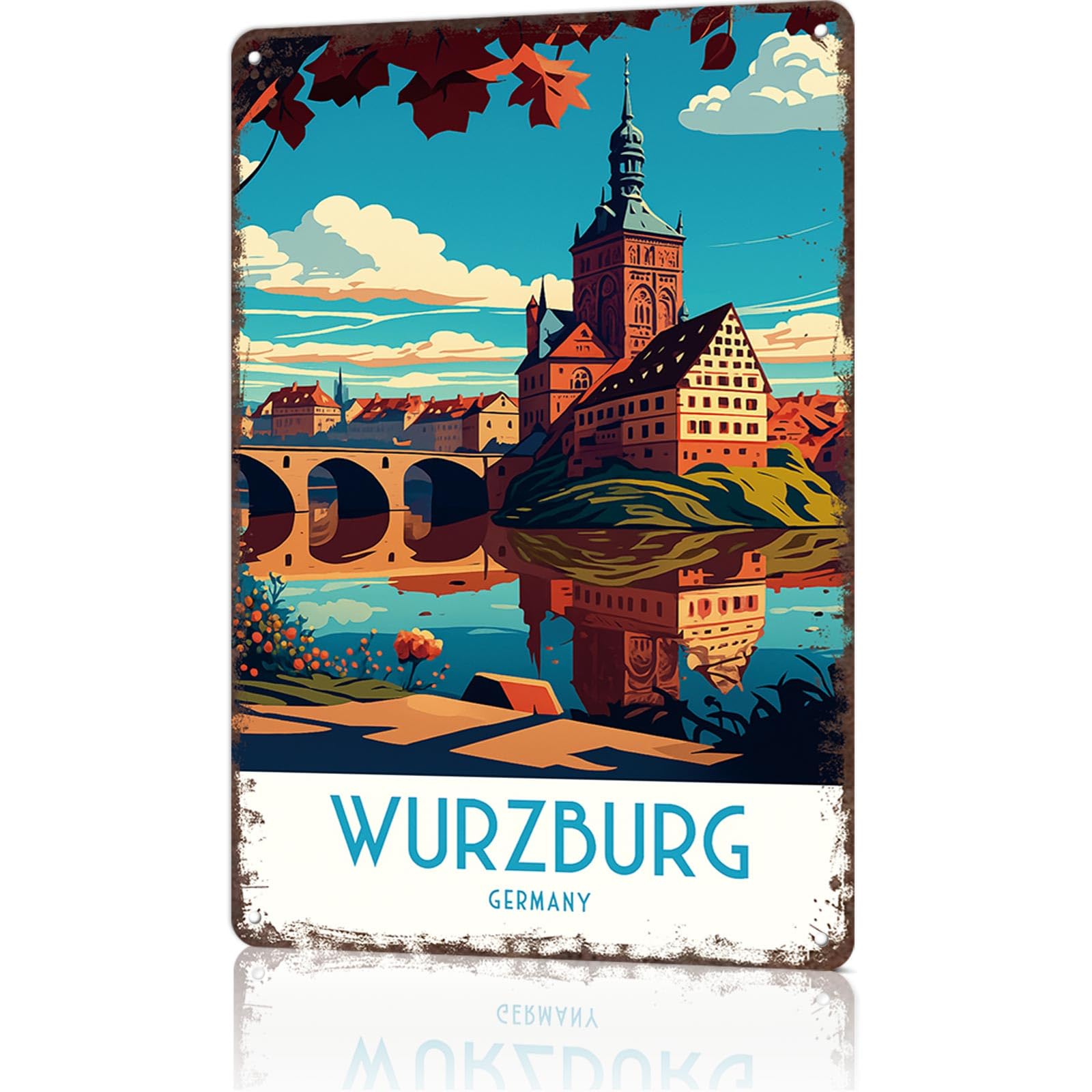 KWQDOZF Funny Signs Poster 8x12inch Aluminum metal Tin Sign Wurzburgany Wall Art Decoration Painting For Home Room Office Decor