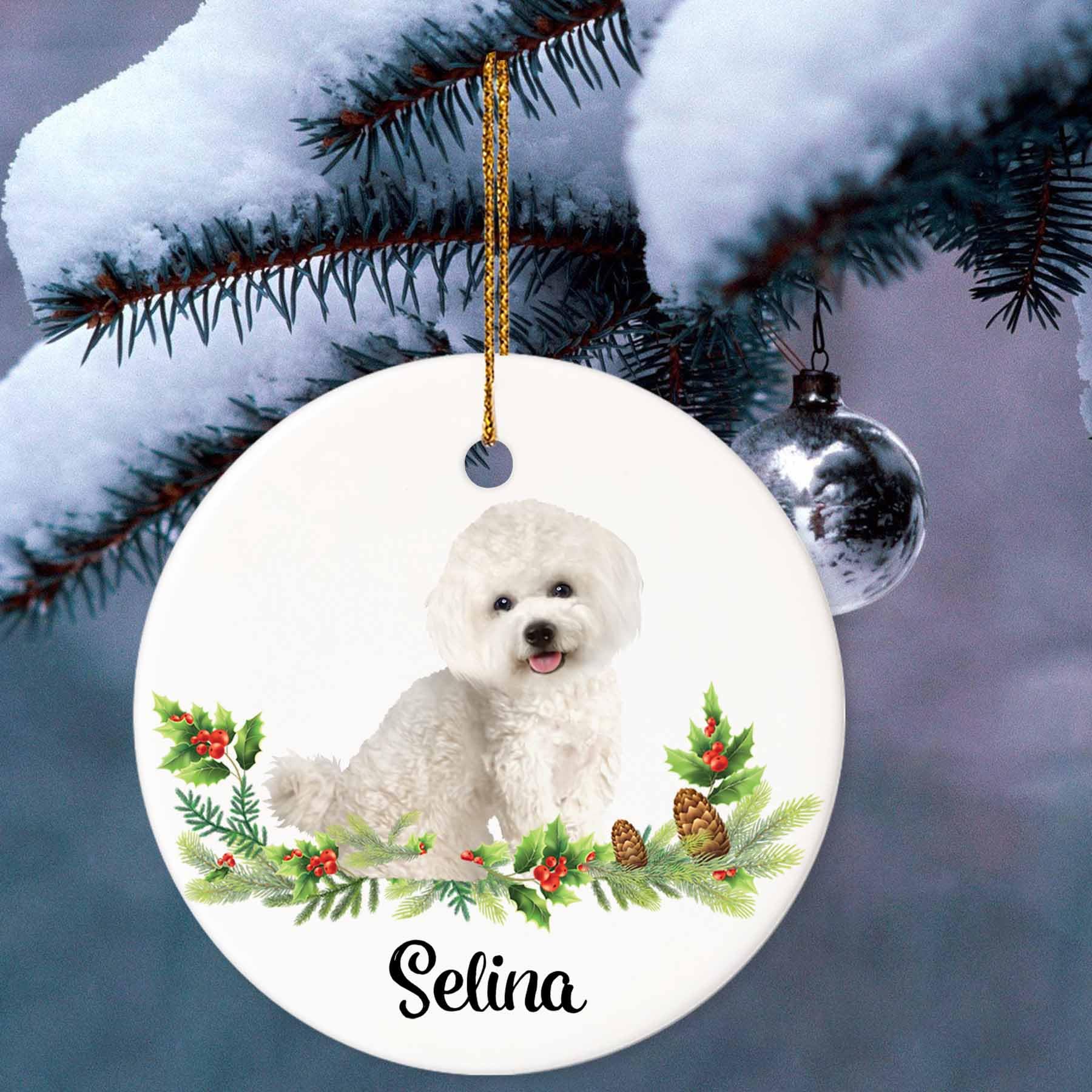 Personalized Bichon Frise Christmas Ornament - Custom Ceramic Dog Lover Gift 2025