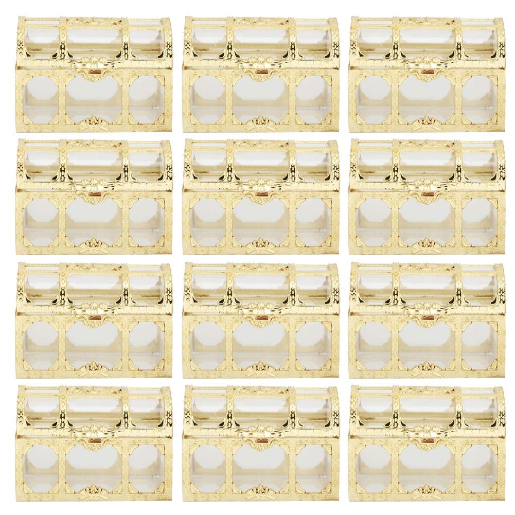 TOPINCN 12pcs Candy Box Hollow Chocolates Container Ornamnet Gift Jar Decoration Sugar Storage Box for Wedding Birthday Party(Gold)