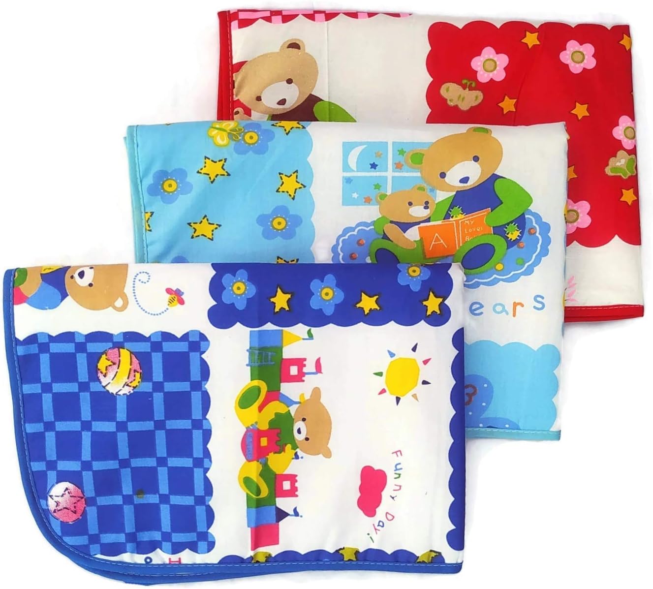 Sharma Clothing New Born Baby Cotton Plastic Sheet,Sleeping Mat,Waterproof Foam Cushioned,Changing Sheet-Set of 3 Medium (0 to 6 Months) Colour4