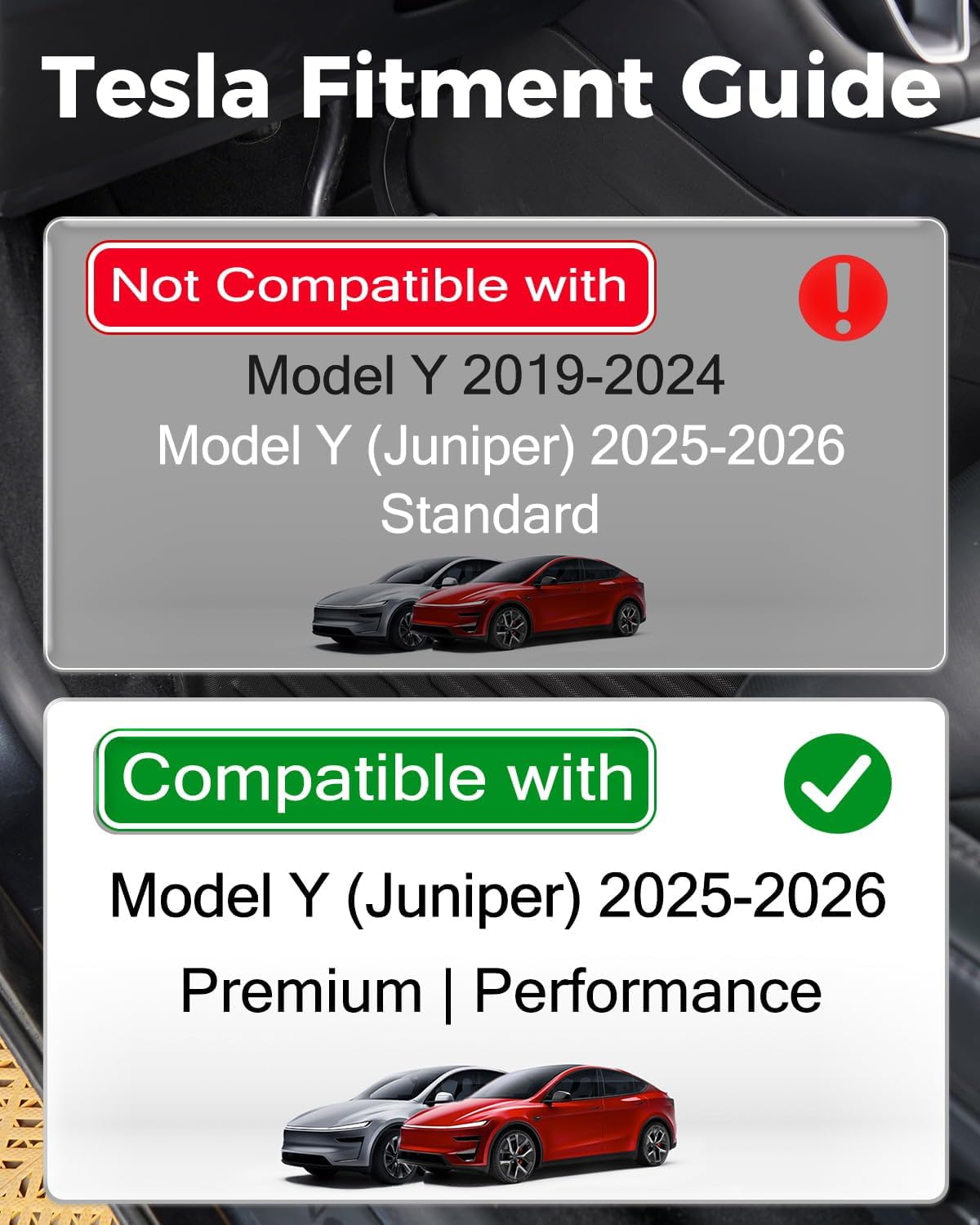 Floor Mats for Tesla Model Y Juniper, 9-Piece TPE Floor Mats [Extended Design, Cross Tread Pattern] Interior Protection for Model Y 2025-2026 Accessories, Only for Premium/Performance