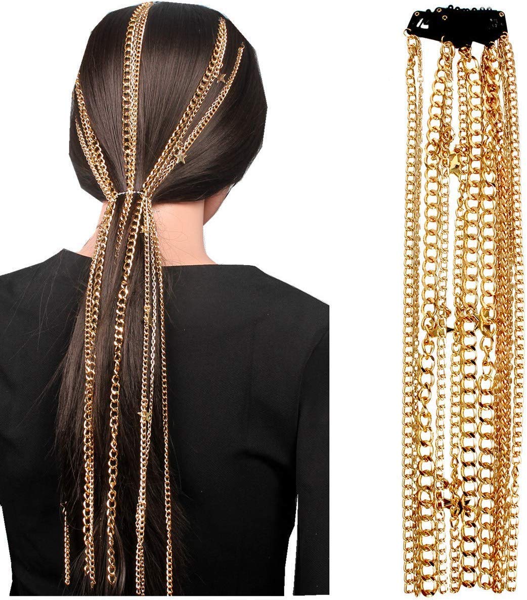 cuhair Vintage Gold Tassel Hair Chain Barrettes Hair Chip Hairpin Hair Band Accessories For Women Girl,Never Fade (1) : Beauty & Personal Care