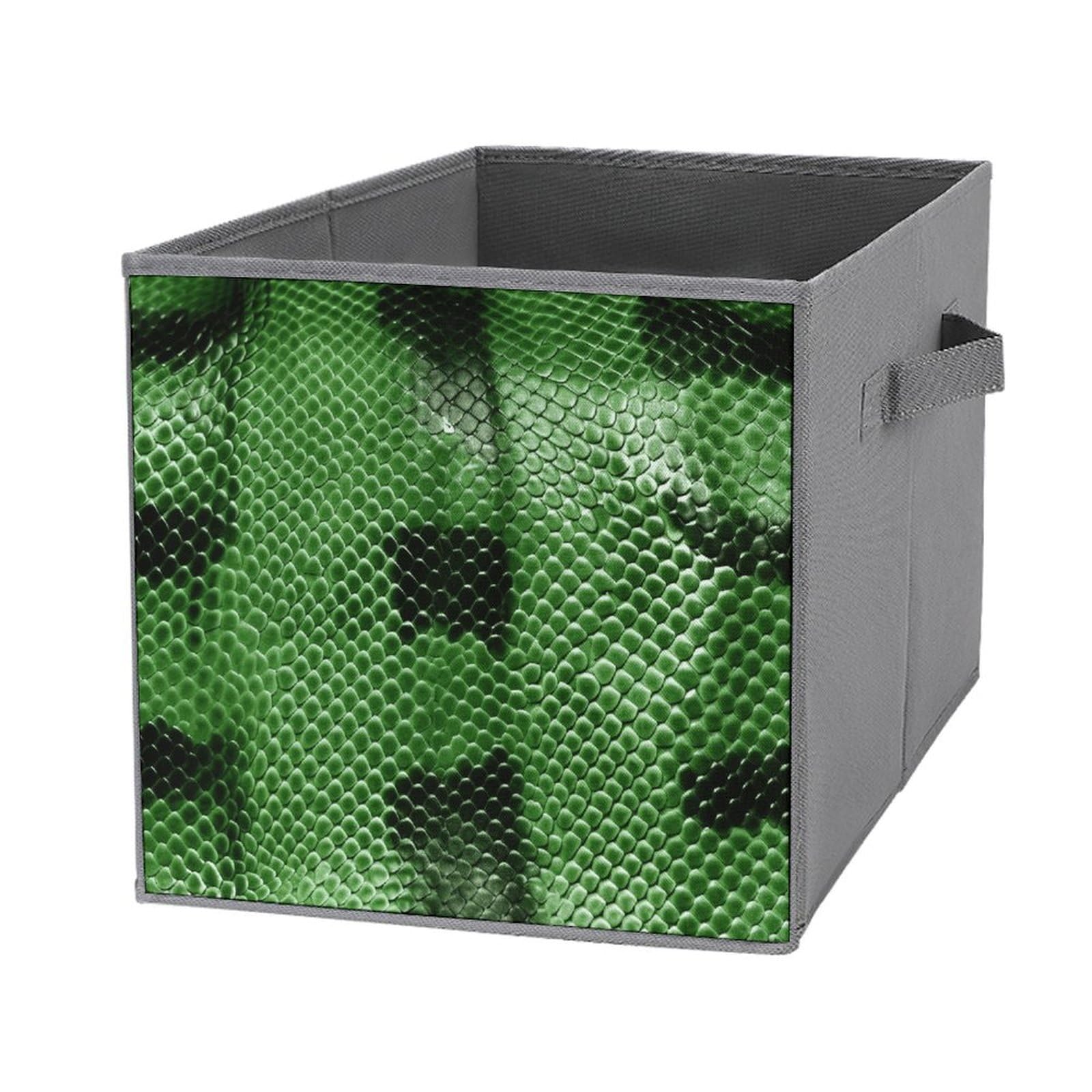 Bacs de rangement pliables en tissu motif peau de serpent vert pour vêtements