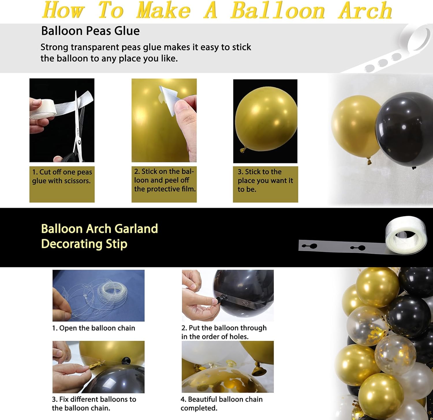 Trgowaul 30th Birthday Decorations Women Men - Black Gold Happy 30th Birthday Banner, 2 Pcs Birthday Tablecloth, 60 Pcs Latex Confetti Balloons, 30 Years Old Bday Party Supplies Gifts Ideas Him Her - Image 3