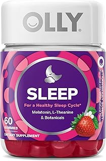 OLLY Sleep Gummy, 3 mg Melatonin, L-Theanine, Chamomile, Lemon Balm, Sleep Aid, Strawberry, 60 Count