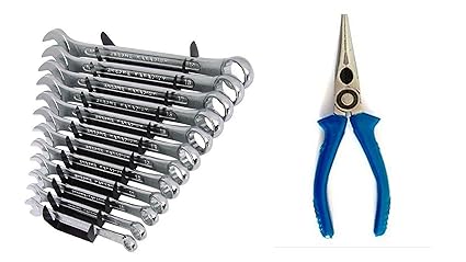 Madhav Grip Tools 12 pcs Long Combination Spanner Set With Nose pliers for home use