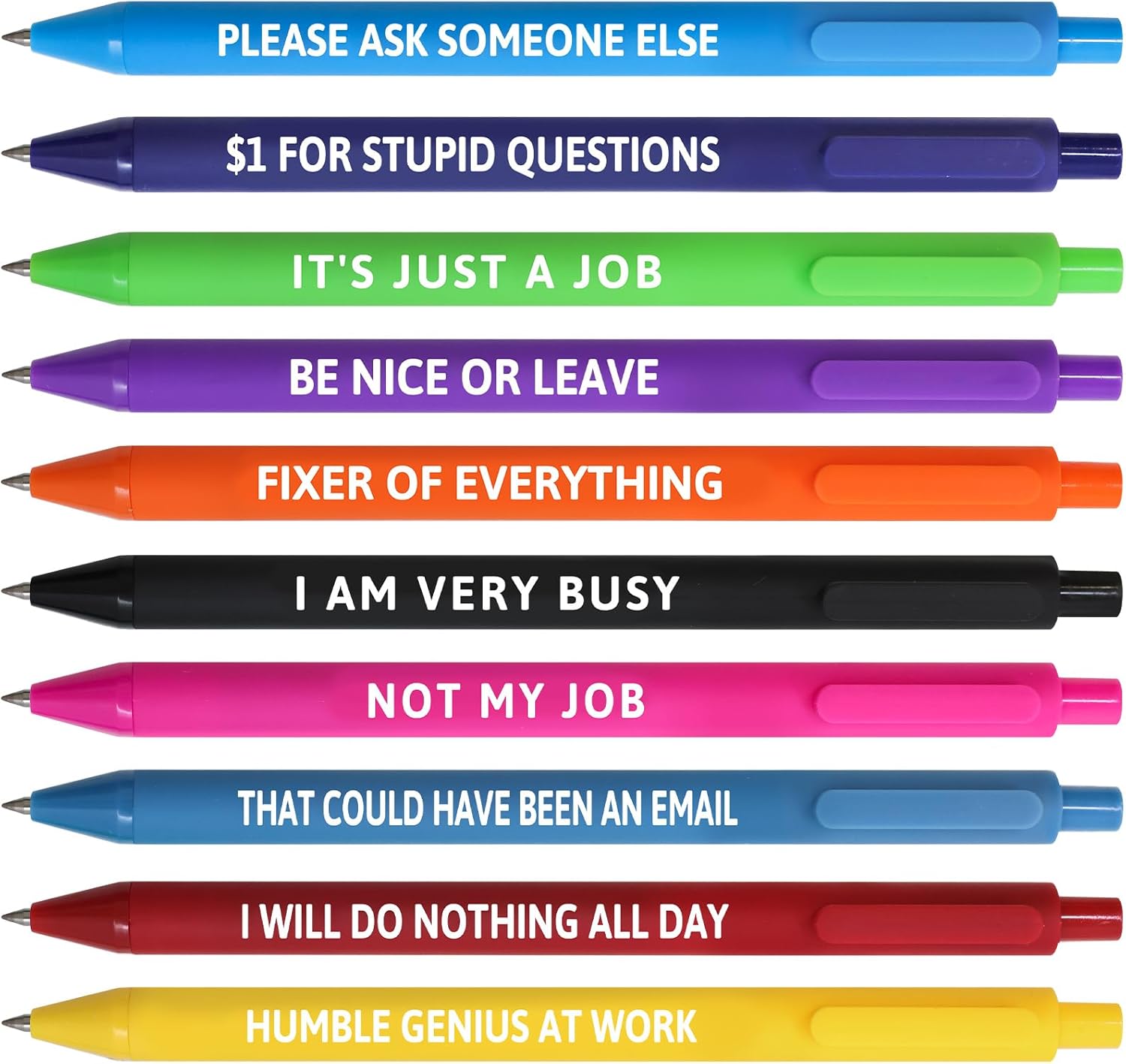 Fancy Land Funny Pens for Adults Sarcastic Pen with Sayings Novelty Black Ink Bulk Set Swear Ballpoint Pens for Coworkers Colleagues Office Gift Supplies 10Pcs