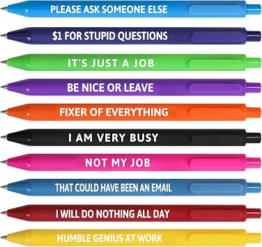 Fancy Land Funny Pens for Adults Sarcastic Pens Work Office Coworkers 10Pcs