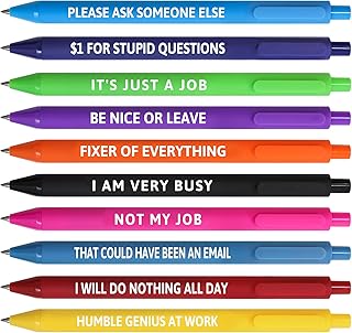 Fancy Land Funny Pens for Adults Sarcastic Pen with Sayings Novelty Black Ink Bulk Set Swear Ballpoint Pens for Coworkers Colleagues Office Gift Supplies 10Pcs