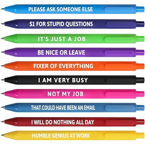 Fancy Land Funny Pens for Adults Sarcastic Pen with Sayings Novelty Black Ink Bulk Set Swear Ballpoint Pens for Coworkers Colleagues Office Gift Supplies 10Pcs