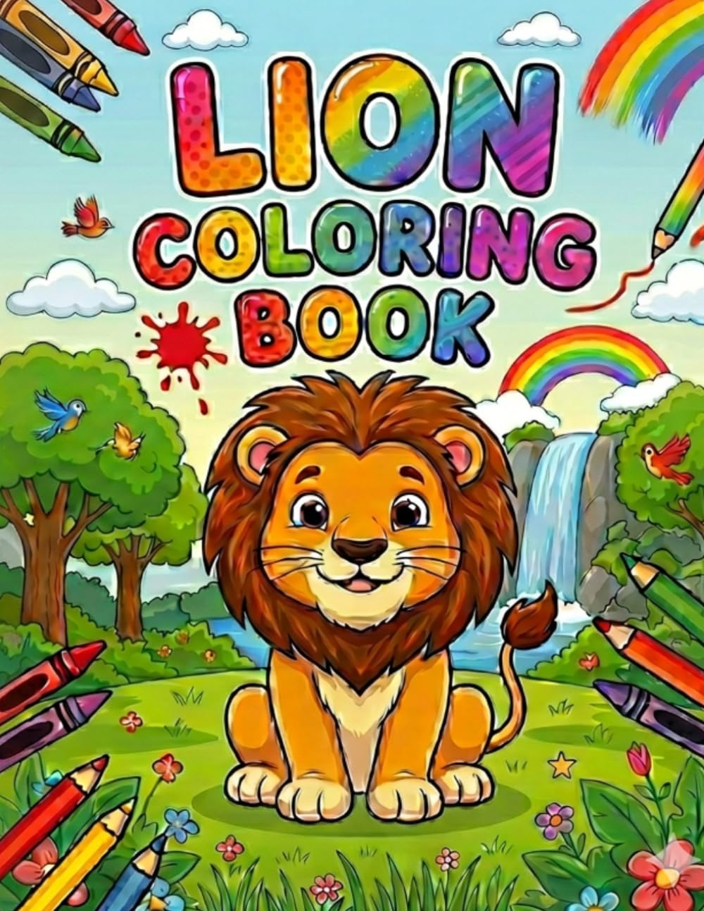 Lion Coloring Book for Kids: Cute & Fun Jungle Animal Coloring Pages for Boys and Girls | Easy Lion Coloring Activity Book for Toddlers, Preschool & Kindergarten Kids