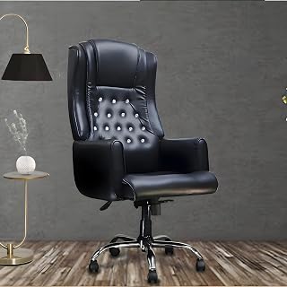 MRC Maharaja King Size Office High Back Boss Chair with 3 Years Warranty,Lumbar Support & Heavy Any Position Locking Mechanism with Chrome Base - Pre Assembled (Black)