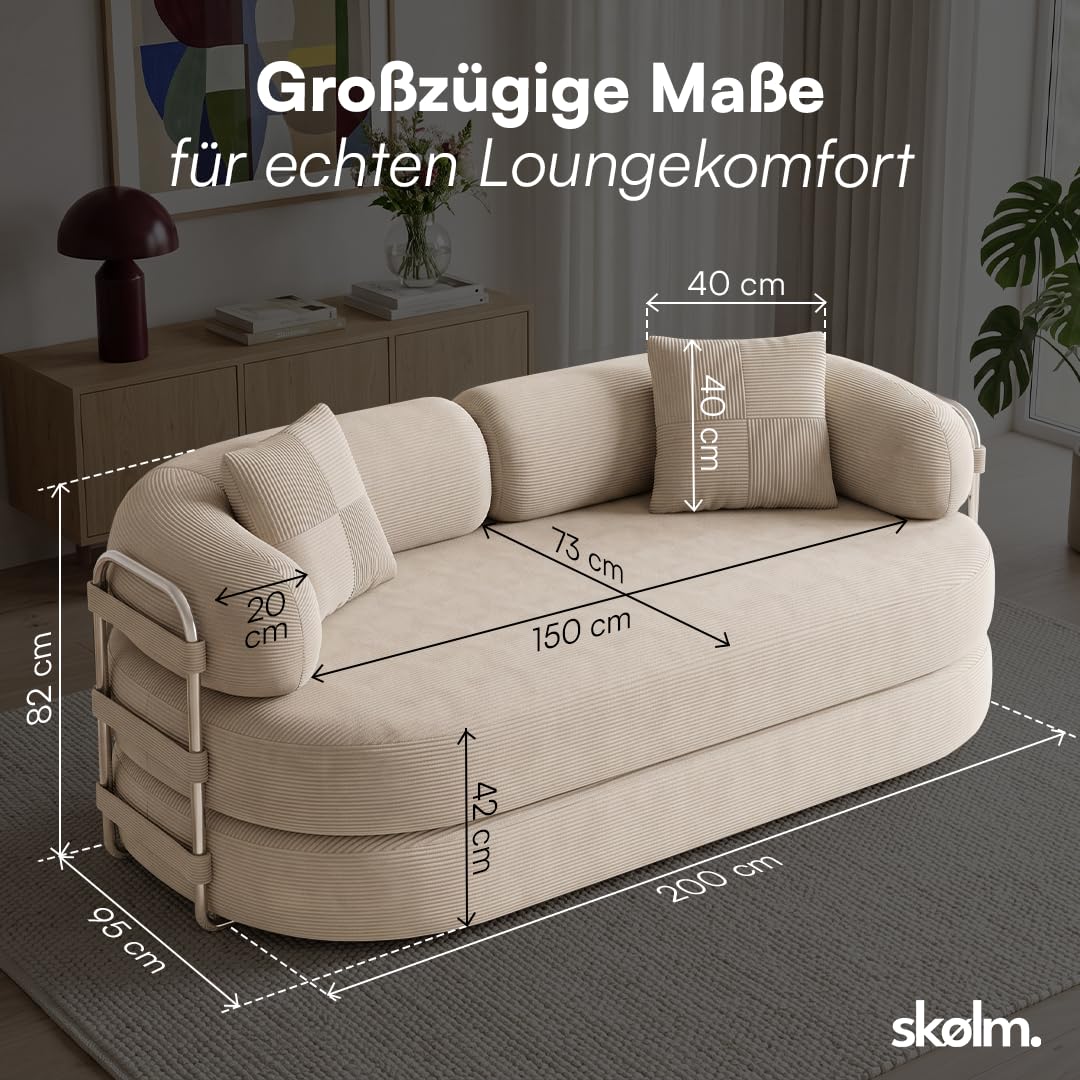 skølm Vörnir Sofa 2 Sitzer, Schlafsofa modular, vakuumiert, Cord beige