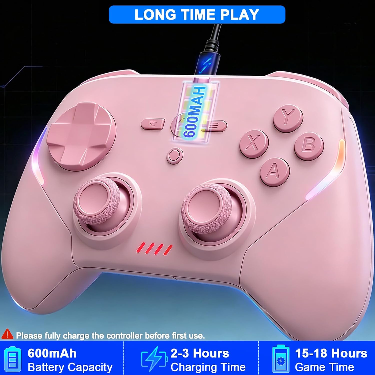 Wireless Gaming Controller for iPhone/iPad/iOS/Android/Tablet/Windows PC/Switch 2, Bluetooth Mobile Phone Gamepad with Hall Joysticks/Hall Triggers/RGB Lights/Vibration/Six-Axis Gyro/Xbox Cloud Game 8 71M2PRDVVZL. SL1500