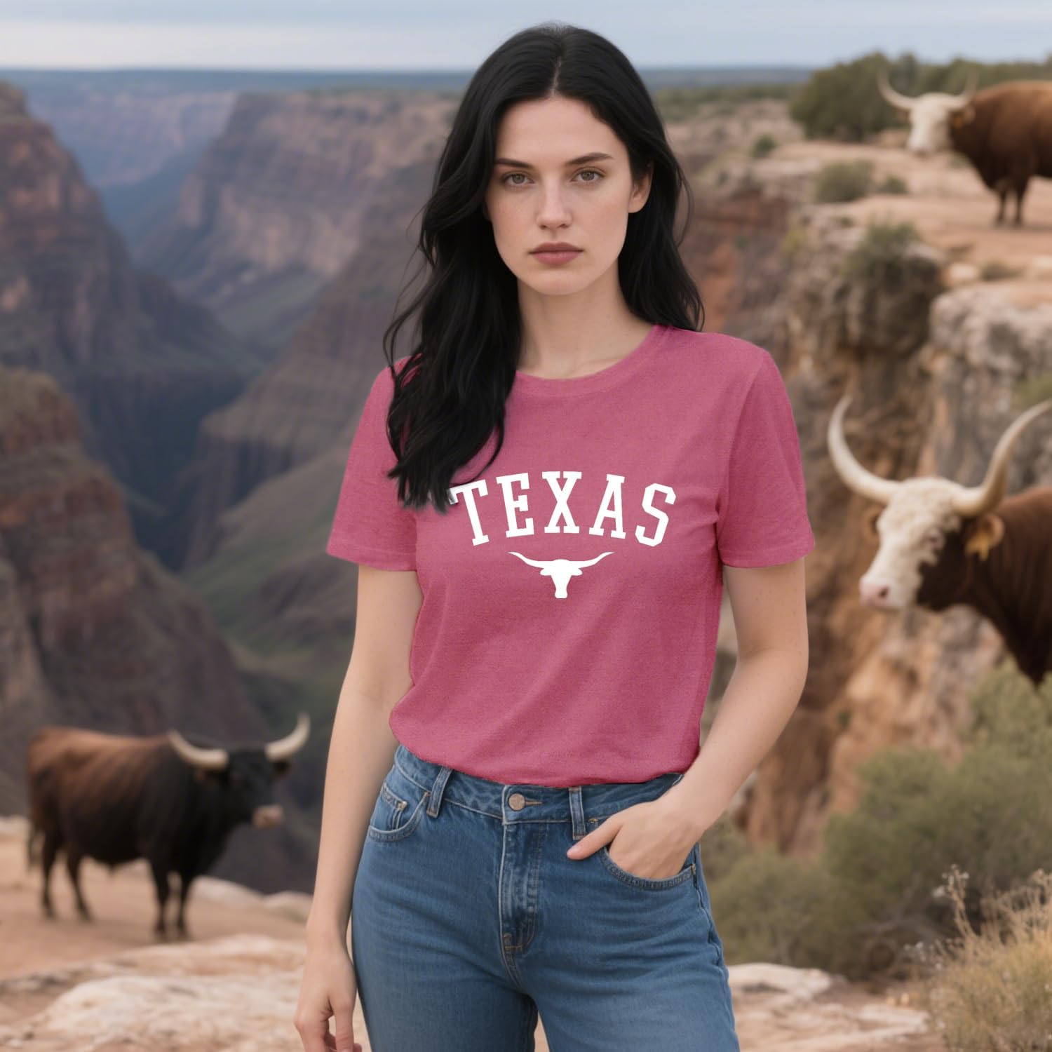 Texas Shirts for Women Texas State Longhorn T-Shirt Casual Texans Pride Cowgirl Tee Tops - Image 2