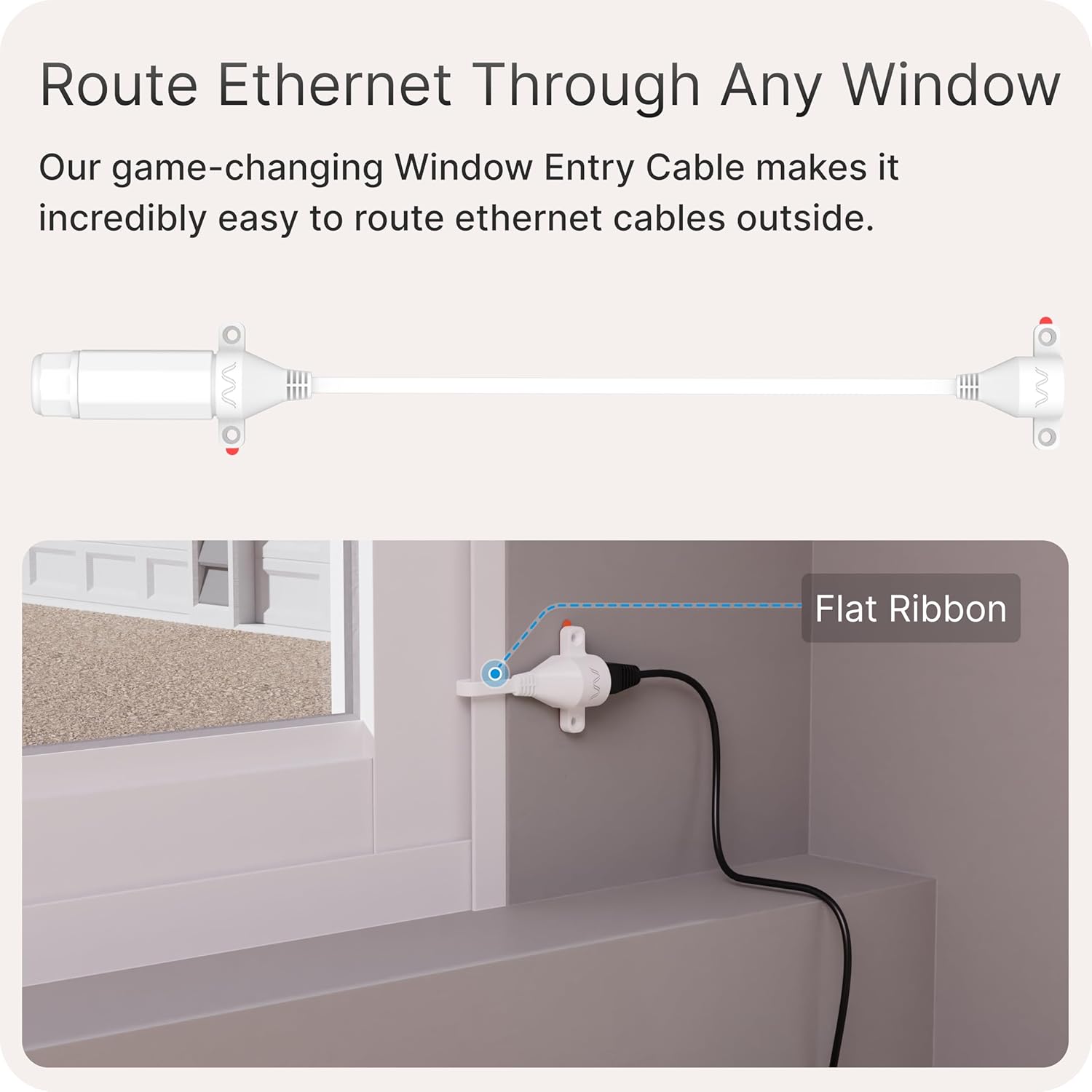 Waveform Ethernet Window Entry Cable | for Starlink, 4G/5G, and WiFi | CAT6A Ultra-Flat, High Performance Passthrough Cable | Weatherproof