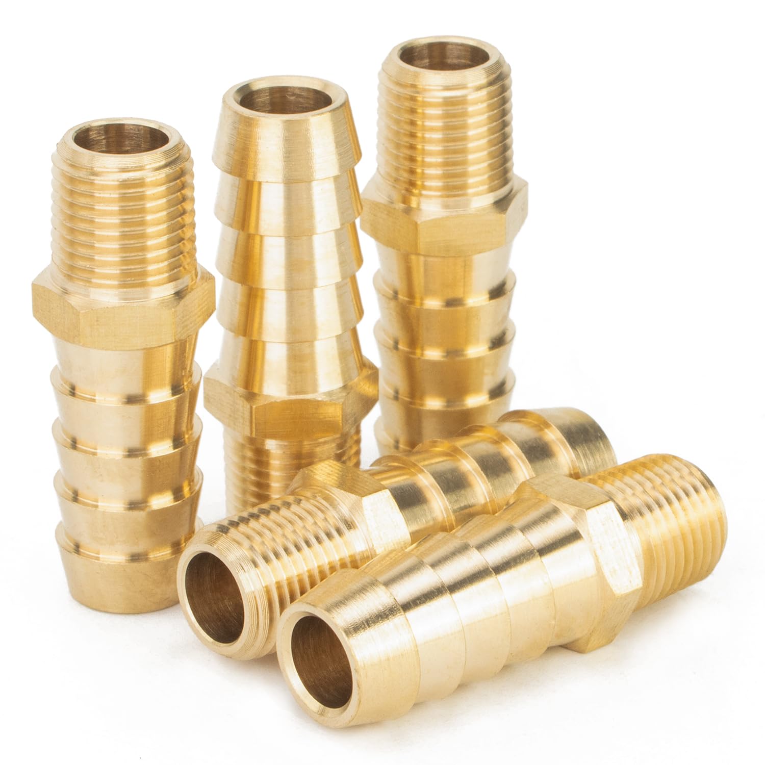 Ltwfitting Men's Pack Of 5 Brass Barbed Fitting Coupler/Connector 1/8-Inch Bspt X 3/8-Inch(10Mm) Hose Barb Fuel Gas Water (Pack Of 5)
