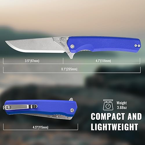 Miniatura 7 de 9TiEDC Cuchillo Plegable de Bolsillo Flipper, 4 Hojas Reemplazables, Hoja de Acero 440 de 3.5", Mango G10, Cuchillo EDC con Clip de Bolsillo para