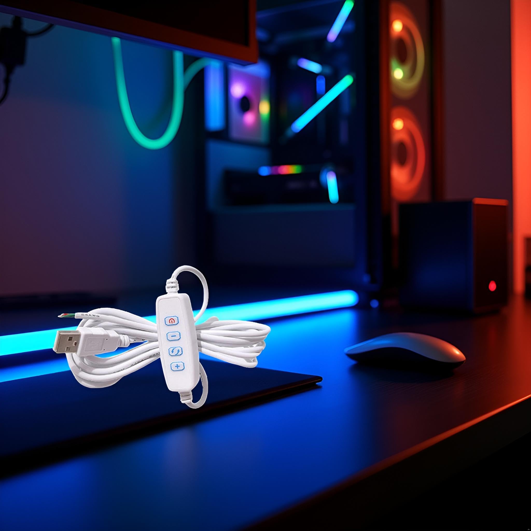 White Extension Cable For USB Lamps DC 5V USB LED Dimmer Adapter Cable - On/Off Switch & Dimming Control For USB-Powered LED Lamps And Bulbs, White Extension Cable Plug And Play Dimmer