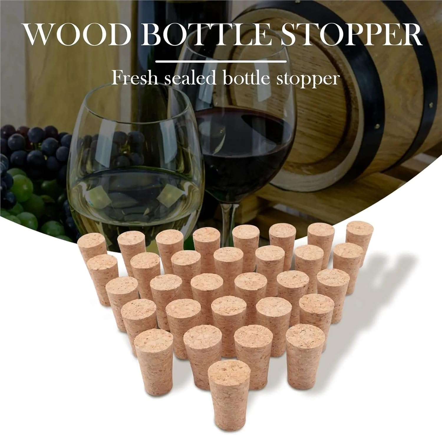 Natural Wood Wine Corks 120 Pcs Wood Bottle Stopper Soft Corks Tapered Cork