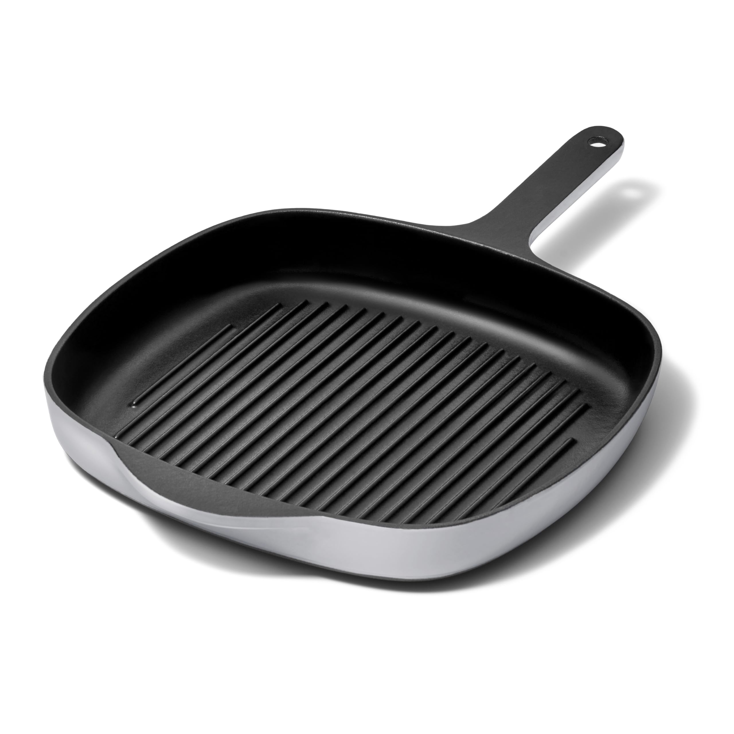 Caraway Enameled Cast Iron Grill Pan - 10.5” Grill Pan for Stovetop Cooking - 3 Layer Enamel Coating - No Seasoning Required - Compatible With All Stovetops - Free From Forever Chemicals - Gray