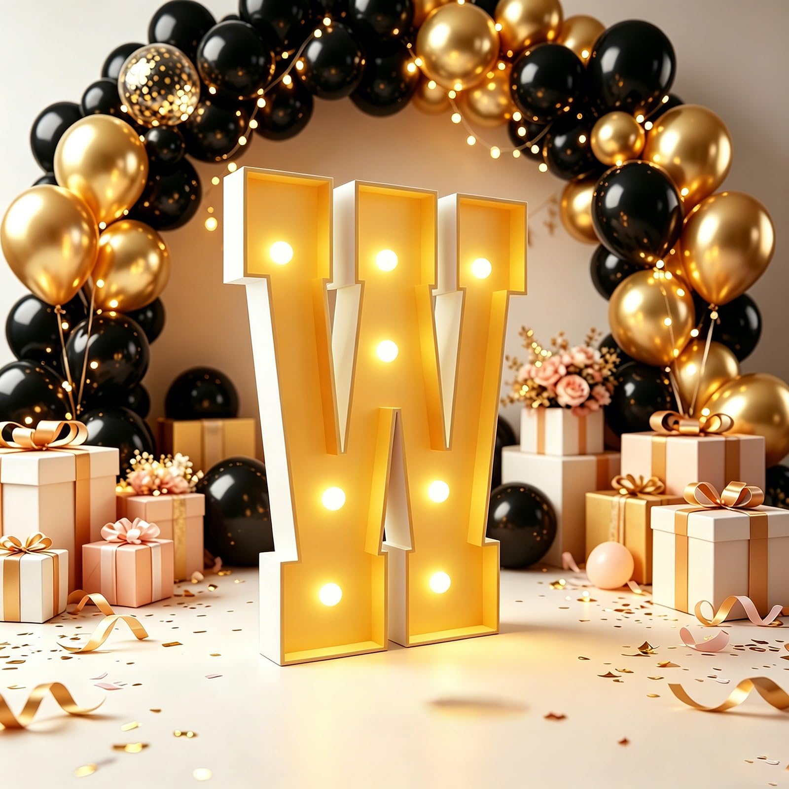 70cm/100cm/120cm Marquee Letters LED Light Up Letter(Letter W,70cm(2.3FT))