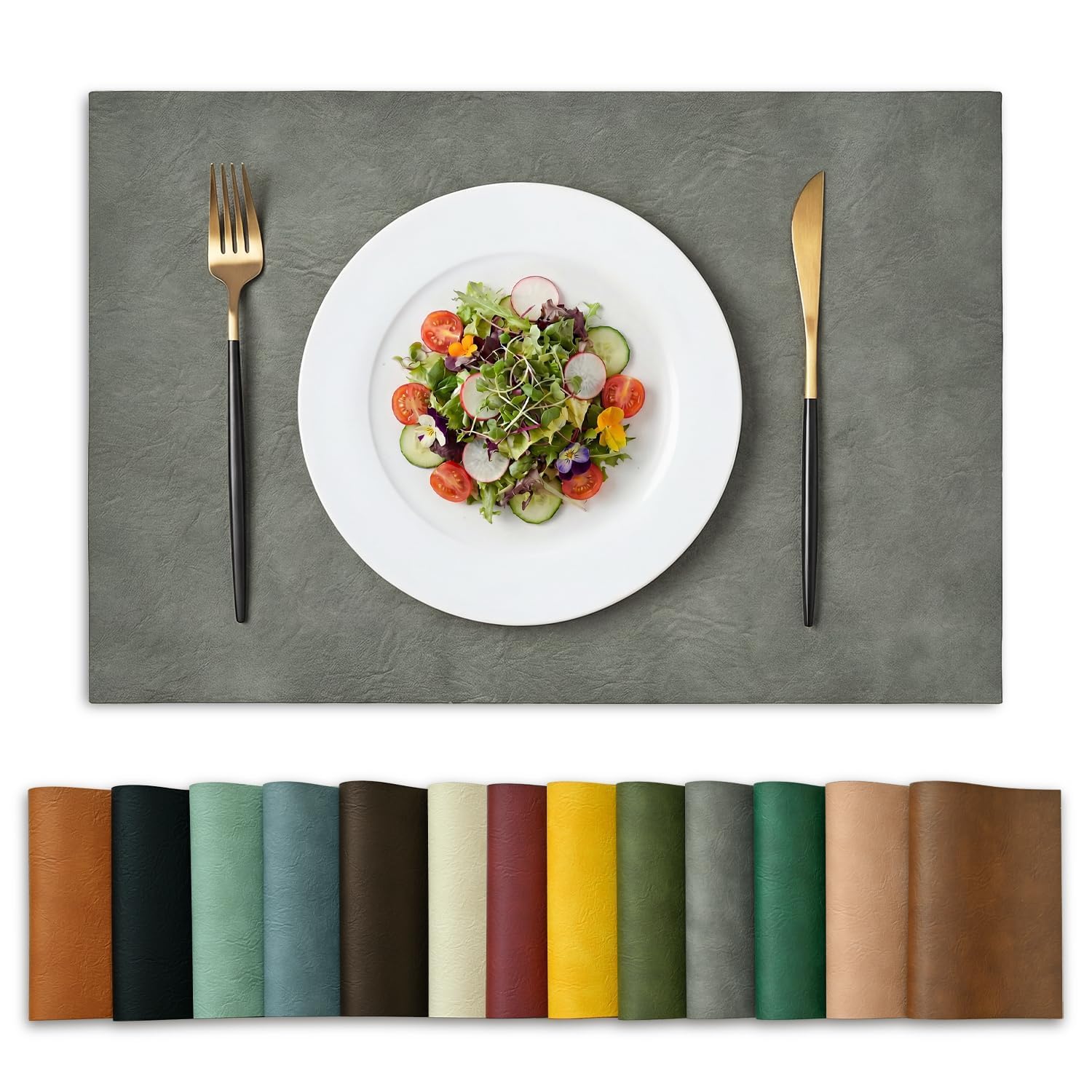 Artoid Mode Grey Faux Leather Winter Placemats 30x45 cm Set of 4