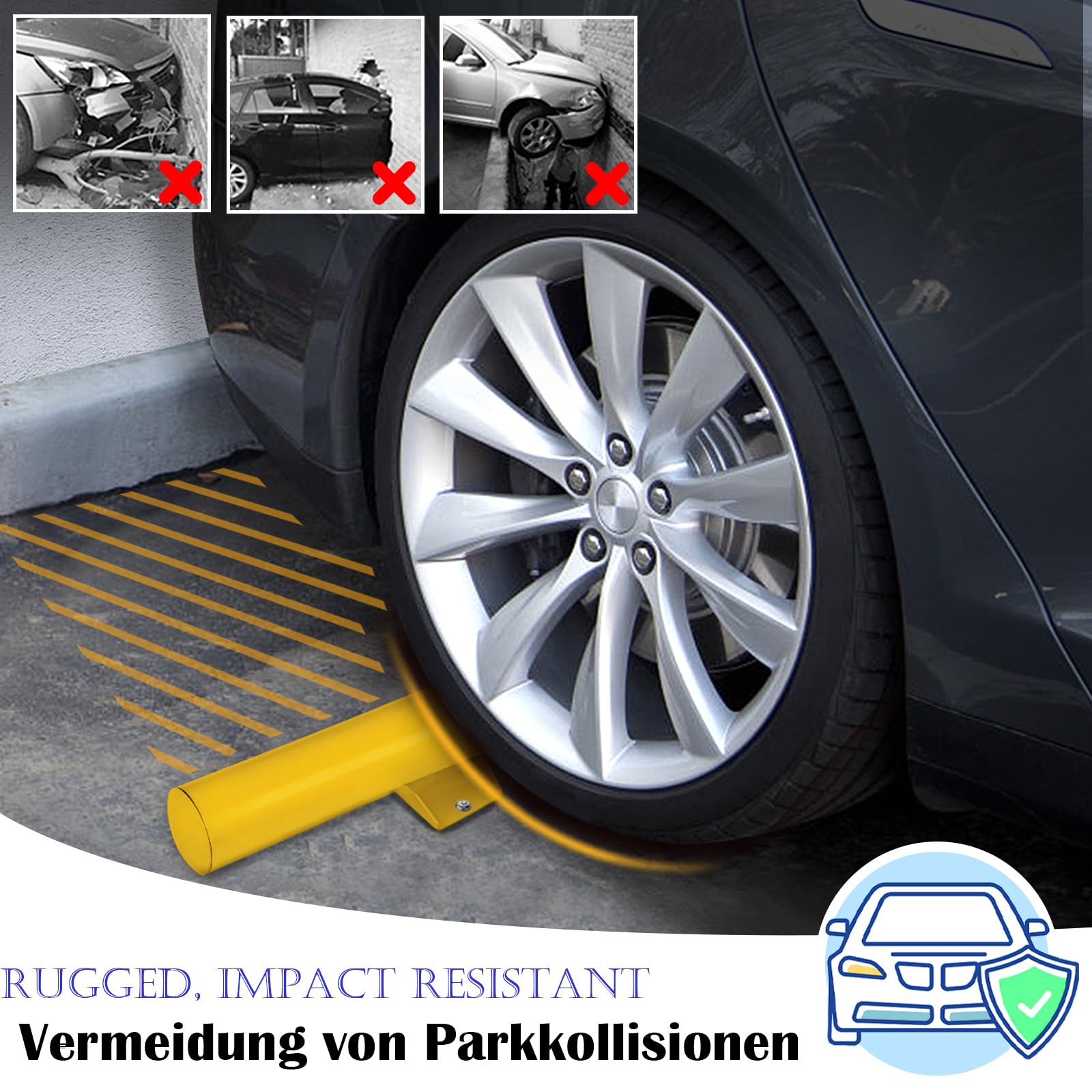 ACXIN Butée de garage en métal - Pour délimitation de place de parking et garage - 180 x 13,5 x 9,5 cm