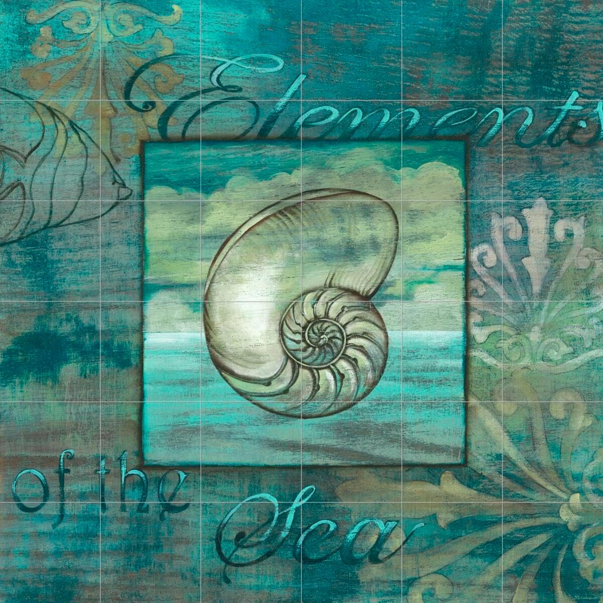 Ceramic Backsplash Tile Mural Sea Shell Themed Kitchen/Bathroom/Shower - Coquillage 4 - Charlene Audrey