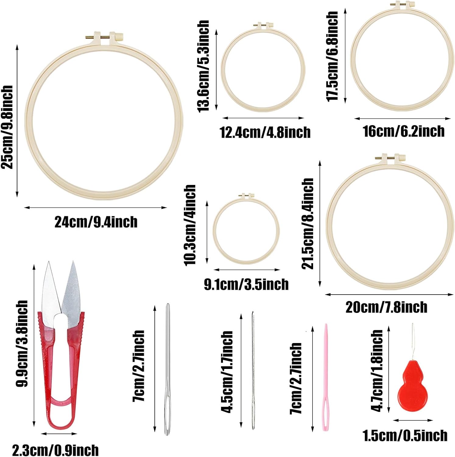 Woohome Punch Needle Kit Included Plastic Hoops, Punch Needle Cloth, Color Yarn and Punch Needle Tools for Adults, Beginners (21PCS Starter Kits)