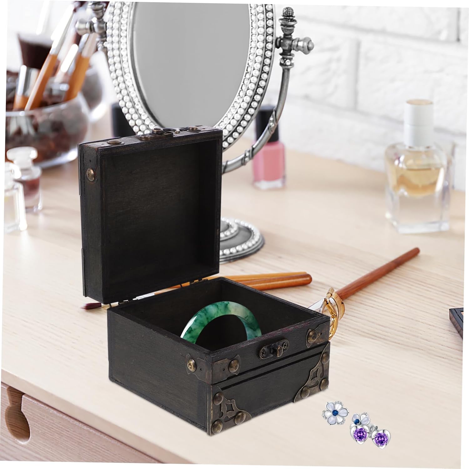 Ipetboom 3pcs Vintage Wooden Treasure Box Rustic Gray Jewelry Storage Chest for Keepsakes Handcrafted Decorative Organizer for Items and Jewelry for Home and Giving