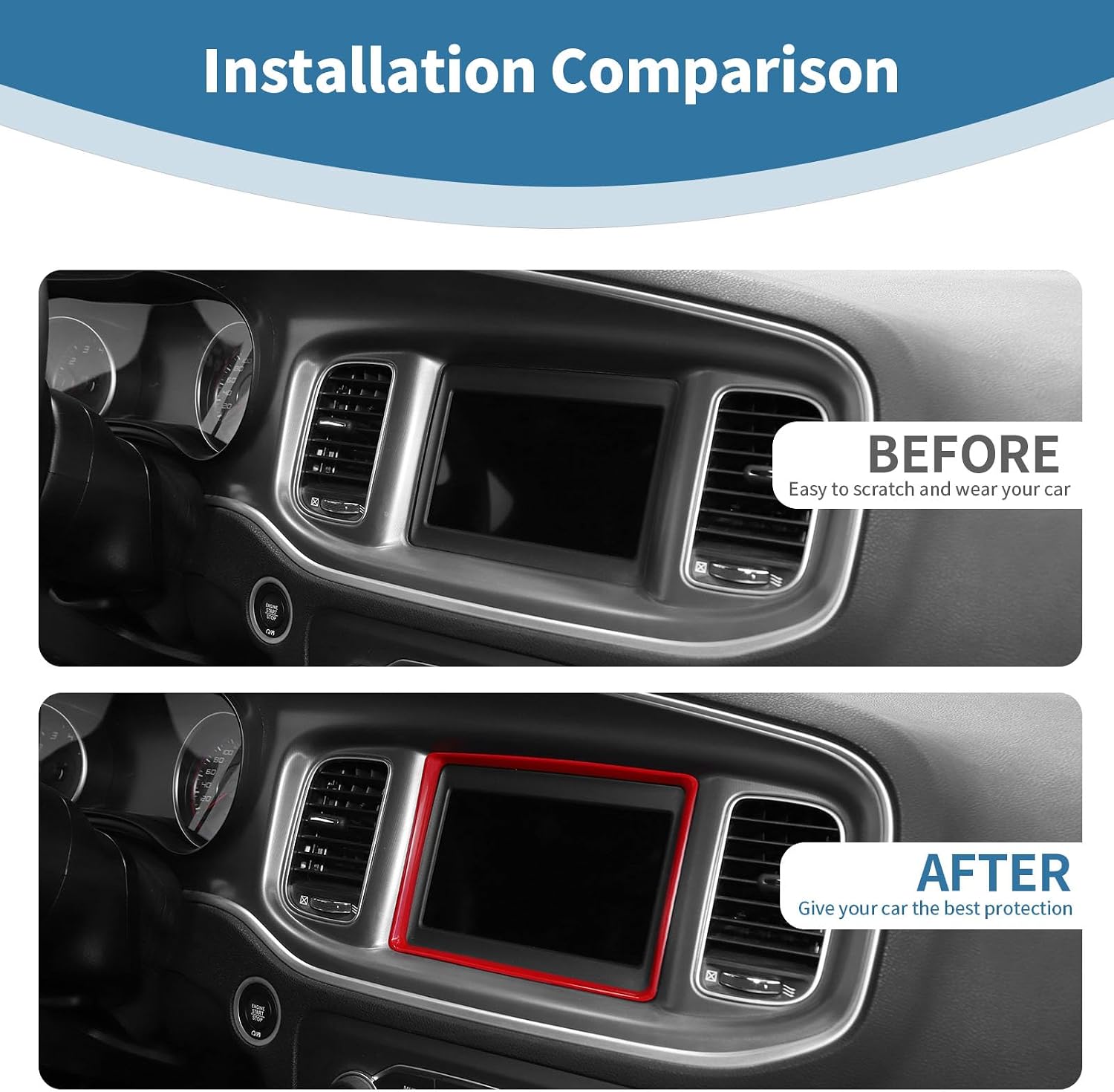 for Charger Radio Screen Cover Trim for Dodge Charger 2011-2023 Red Interior Accessories 1pcs