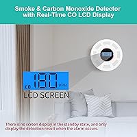 Vista 5 de Detector de monóxido de carbono de humo interconectado inalámbrico, funciona con pilas, combinación interconectada de humo y monóxido de carbono