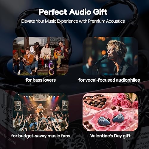 Miniatura 9 de Linsoul Kiwi Ears Cadenza II - Monitor de oído de titanio de 0.394 pulgadas, auriculares IEM con cable de alta fidelidad con KARS 2.0, equilibrio