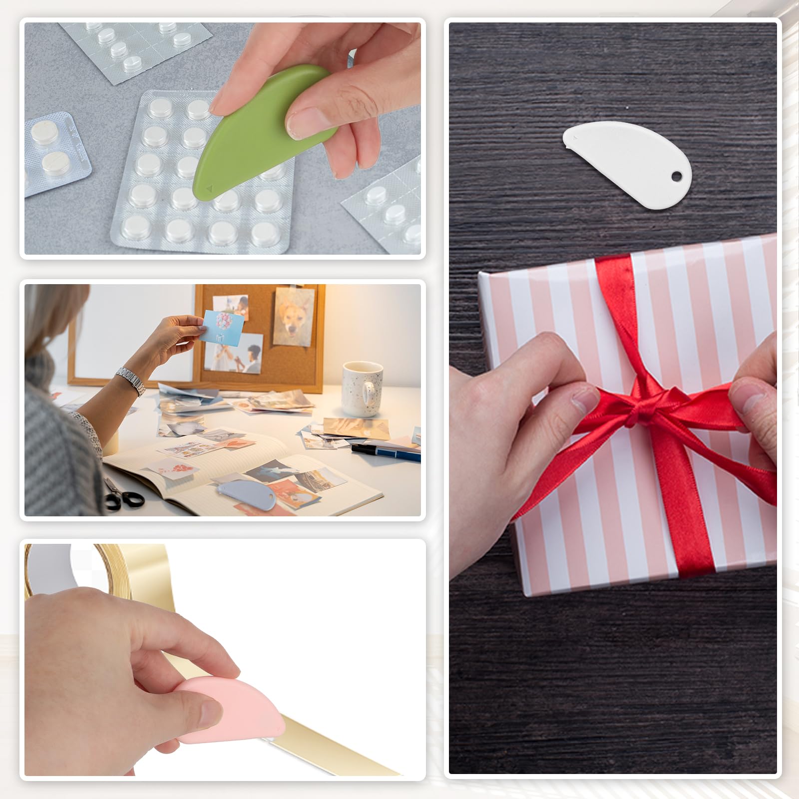 COMNICO Taglierina di sicurezza con lama in ceramica, 4 pezzi, mini taglierine con foro portachiavi, apri pacchetti, coupon per buste tascabili, buste, lettere, carta da lettere, progetti fai da te