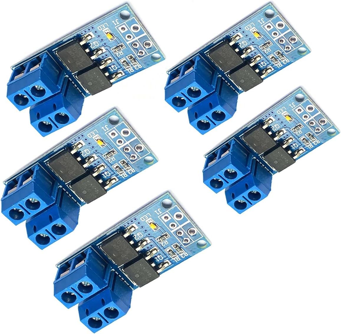 Kiro&Seeu 5PCS DC 5V-36V 15A(Max 30A) 400W Dual High-Power MOSFET Trigger Switch Drive Module 0-20KHz PWM Adjustment Electronic Switch Control Board Motor Speed Control Lamp Brightness Control