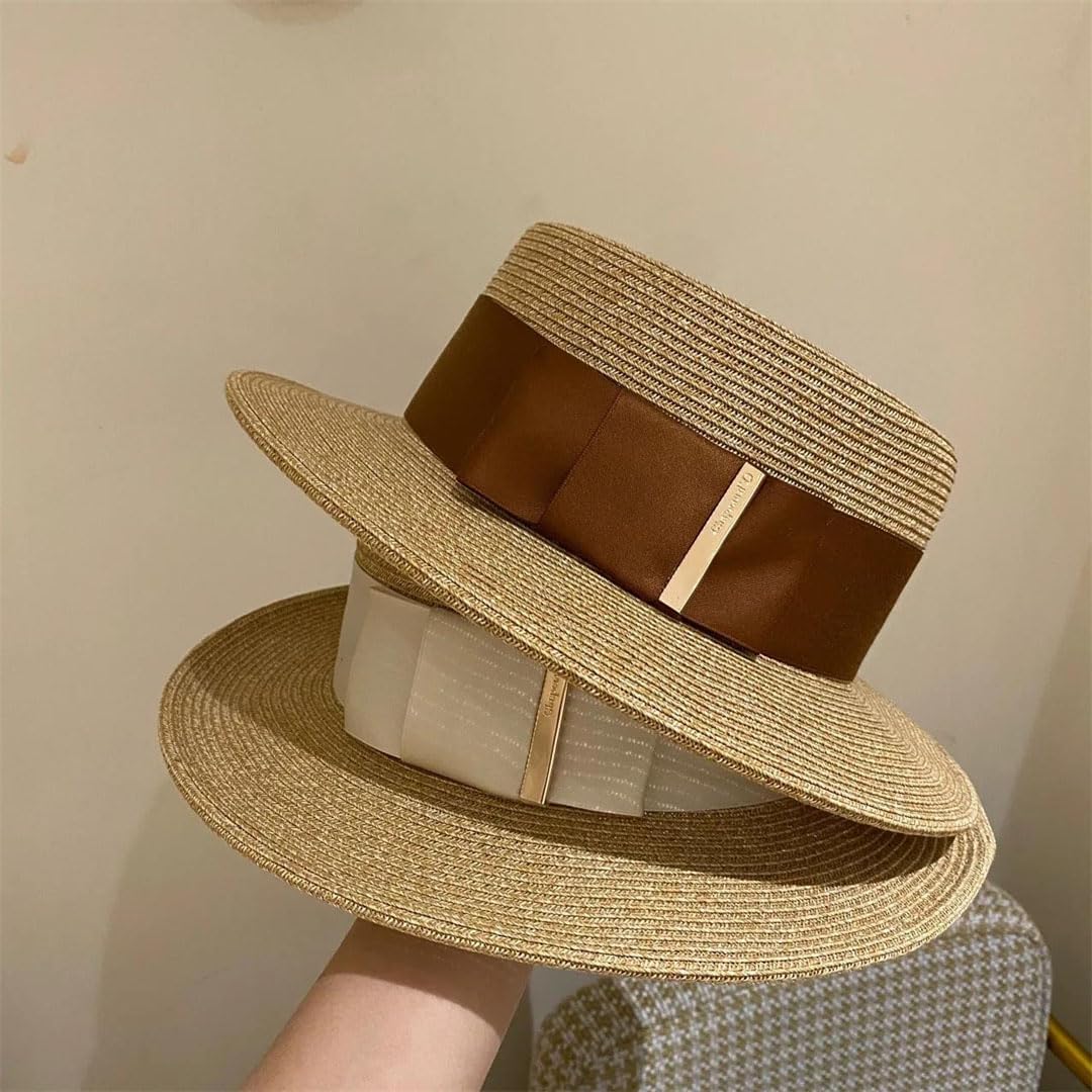 Beach Hat Summer Sun Hat White Straw Hat Soft Hat Top Hat Neutral Hat Solar Cap