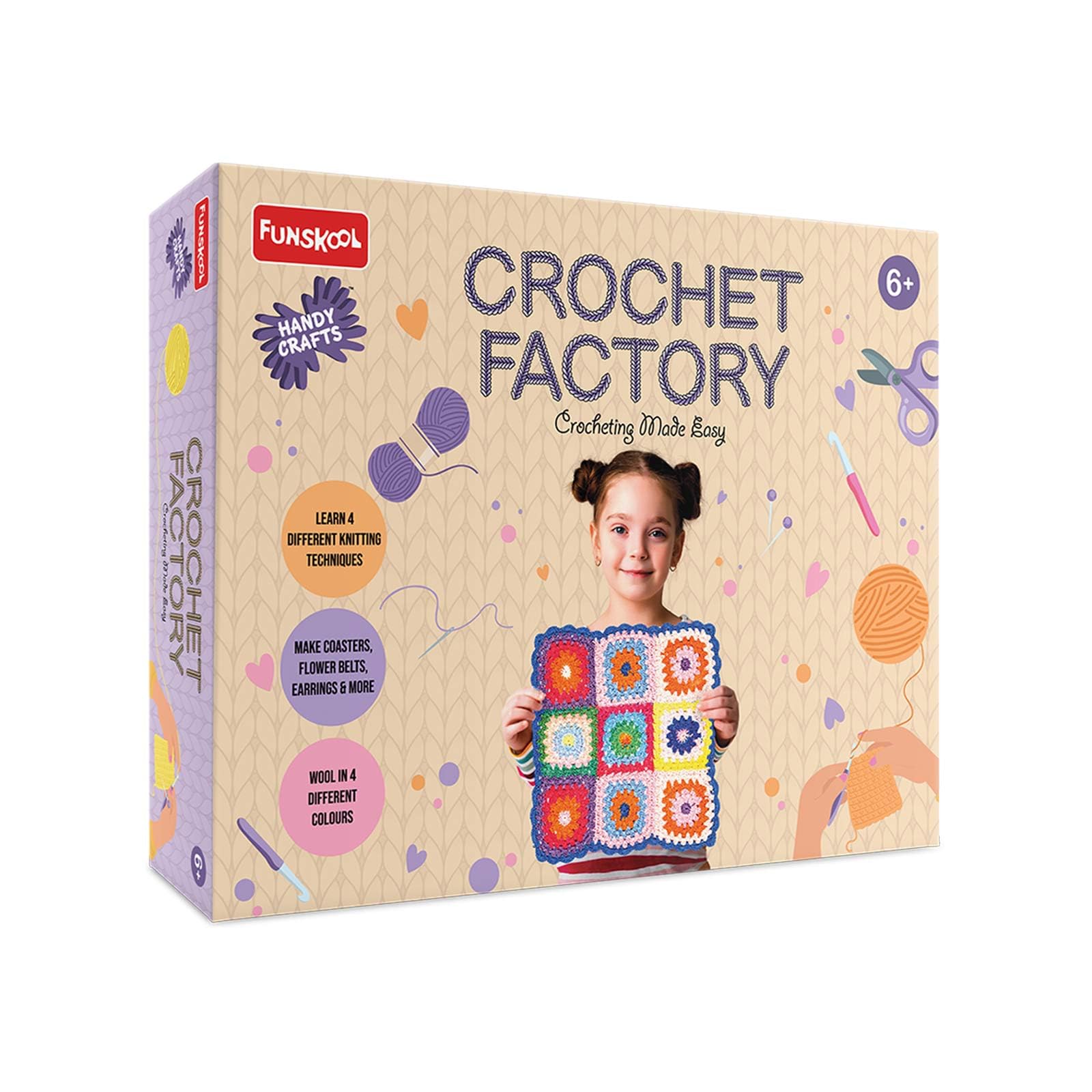 Handycrafts Funskool Crochet Factory, DIY Kit, Art and Craft Set for Kids, Creativity, Learning, Engaging Fun Activity for Childrens, Multicolour, Gift Set for Kids, Age 6+ Years-image-23