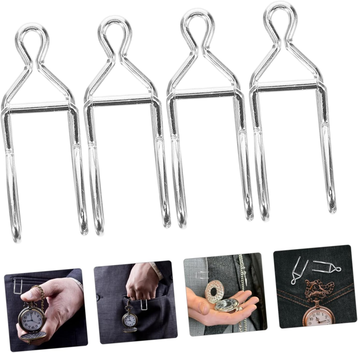 Didiseaon 50pcs Pocket Watch Chain Clasps DIY Metal Clips for Repair Crafting Cowboy Chains Accessories Simple Attachment